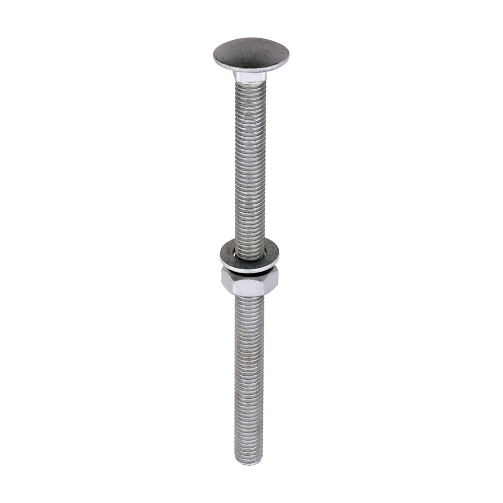 TIMCO Carriage Bolts DIN603, Hex Full Nuts DIN934 & Form A DIN125-A Washer Exterior Silver - M10 x 150 - Image