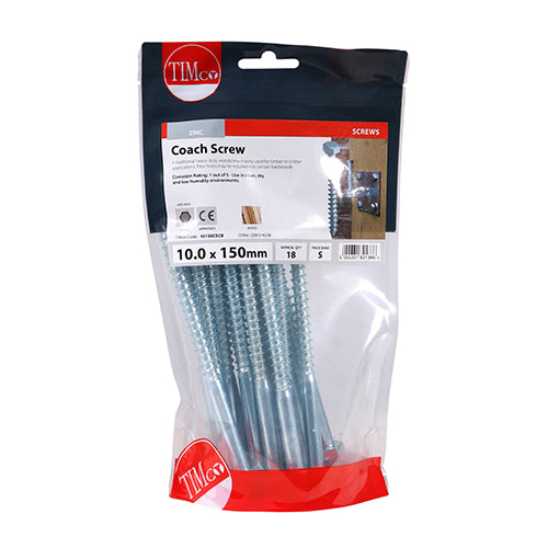 TIMCO Coach Screws Hex Head Silver - 10.0 x 150 - Image