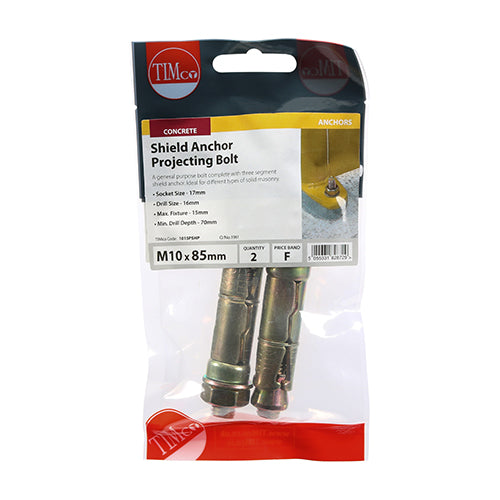 TIMCO Shield Anchors Projecting Bolt Gold - M10:15P (M10 x 85) - Image