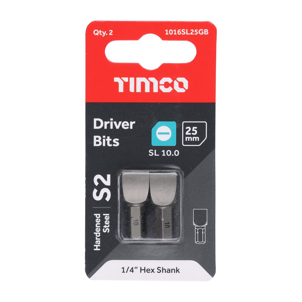 TIMCO Slotted Driver Bit S2 Grey - 10.0 x 1.6 x 25 - Image