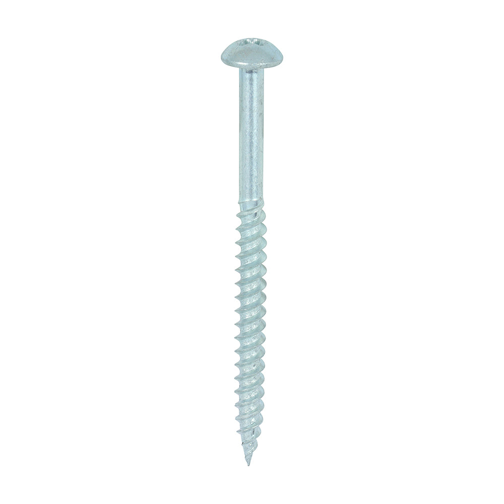 TIMCO Twin-Threaded Round Head Silver Woodscrews - 10 x 21/2 - Image