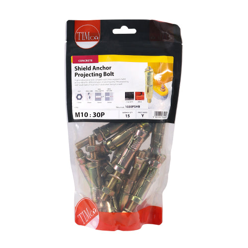 TIMCO Shield Anchors Projecting Bolt Gold - M10:30P (M10 x 100) - Image