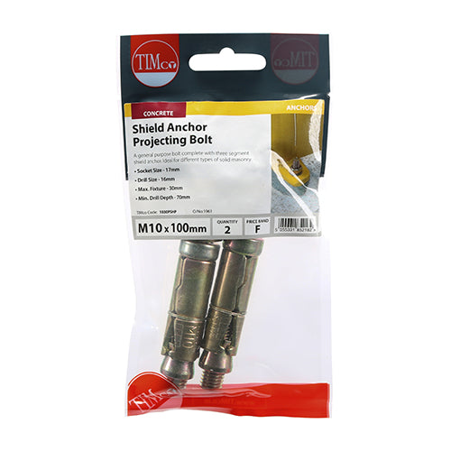 TIMCO Shield Anchors Projecting Bolt Gold - M10:30P (M10 x 100) - Image