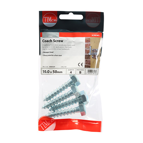 TIMCO Coach Screws Hex Head Silver - 10.0 x 50 - Image