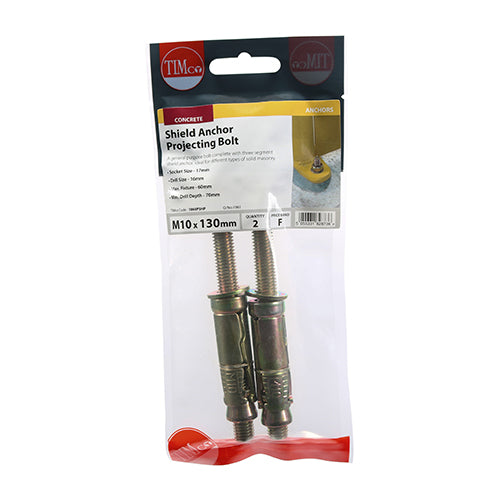 TIMCO Shield Anchors Projecting Bolt Gold - M10:60P (M10 x 130) - Image