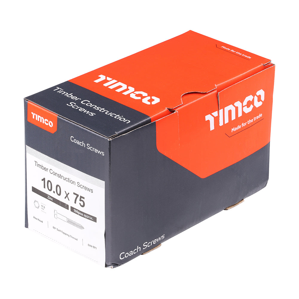 TIMCO Coach Screws Hex Head Silver - 10.0 x 75 - Image