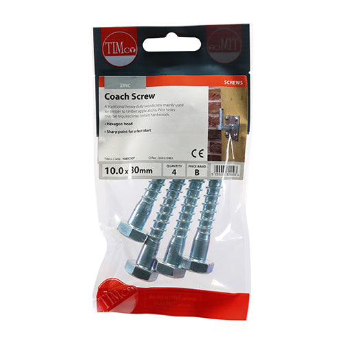 TIMCO Coach Screws Hex Head Silver - 10.0 x 80 - Image