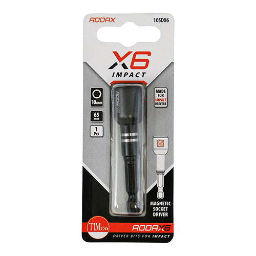 TIMCO X6 Impact Magnetic Socket Driver - 10mm x 65mm - Image