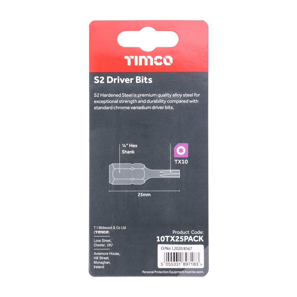 TIMCO TX Drive Driver Bit S2 Grey - TX10 x 25 - Image