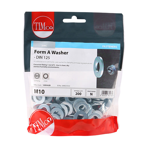 TIMCO Form A Washers DIN125-A Silver - M10 - Image
