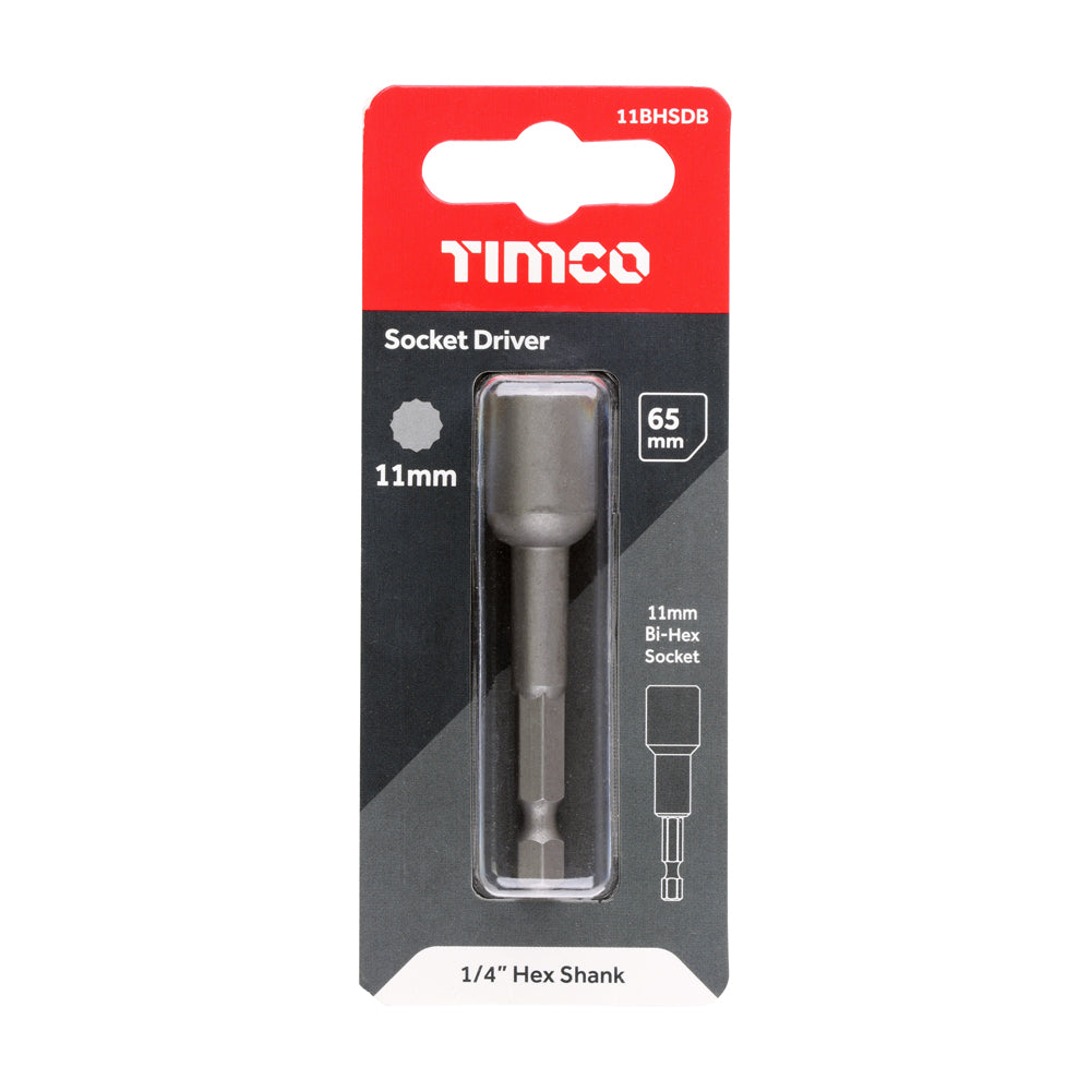 TIMCO Bi-Hex Socket Driver Grey - 11 x 65 - Image