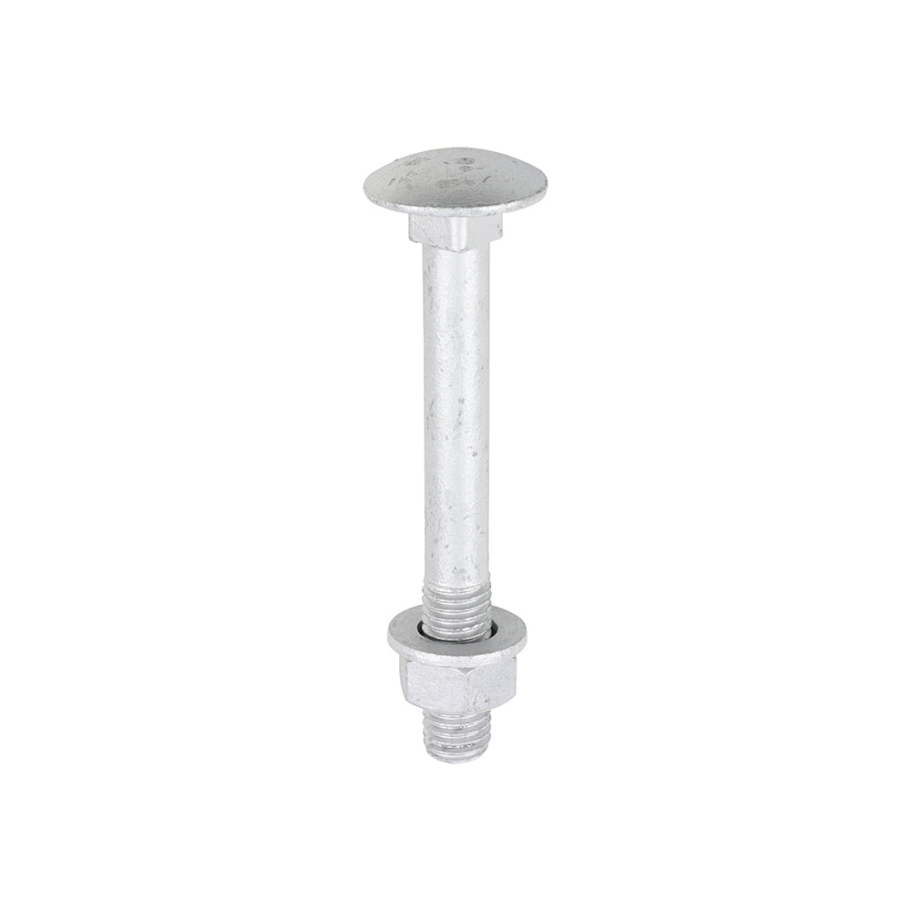 TIMCO Carriage Bolts DIN603, Hex Full Nuts DIN934 & Form A DIN125-A Washer Exterior Silver - M12 x 100 - Image