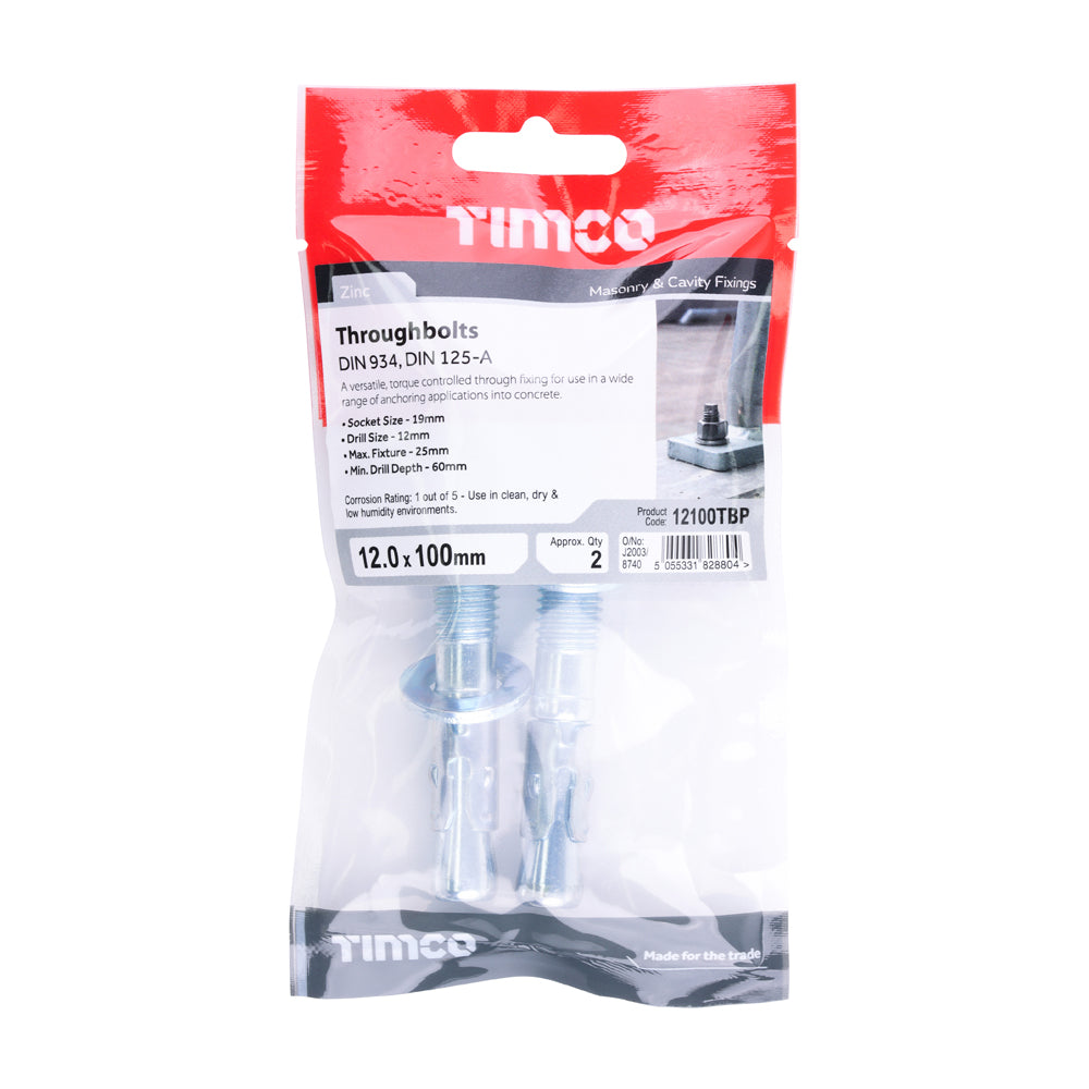 TIMCO Throughbolts Silver - M12 x 100 - Image