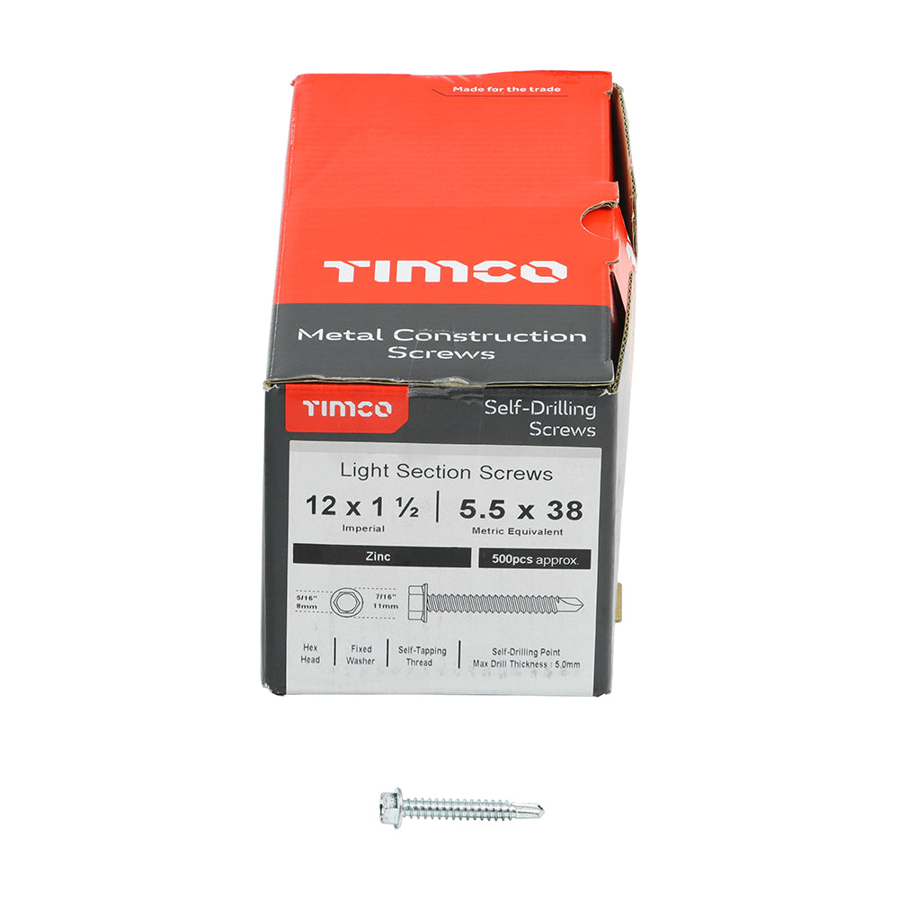 TIMCO Self-Drilling Light Section Silver Screws - 12 x 1 1/2 - Image