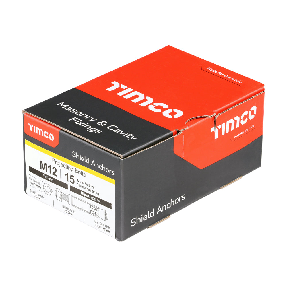 TIMCO Shield Anchors Projecting Bolt Gold - M12:15P - Image