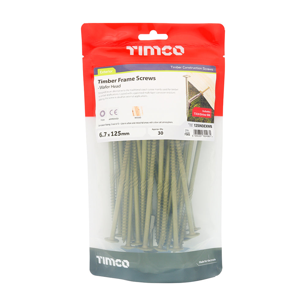 TIMCO Wafer Head Exterior Green Timber Screws - 6.7 x 125 - Image