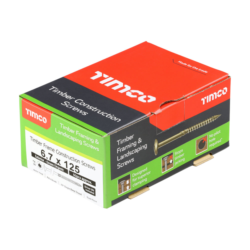TIMCO Wafer Head Exterior Green Timber Screws - 6.7 x 125 - Image