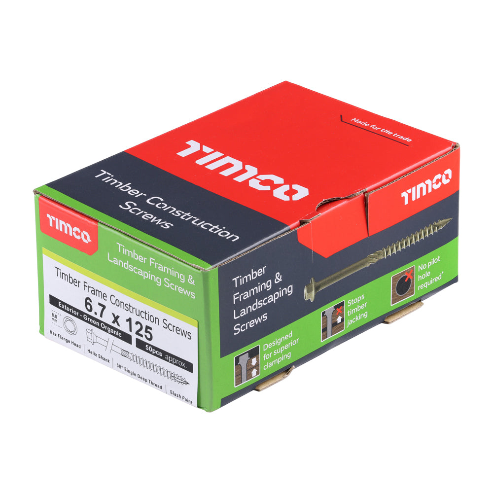 TIMCO Timber Screws Hex Flange Head Exterior Green - 6.7 x 125 - Image