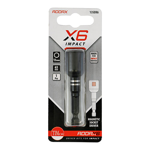 TIMCO X6 Impact Magnetic Socket Driver - 13mm x 65 - Image