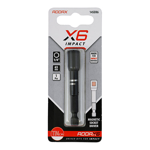 TIMCO X6 Impact Magnetic Socket Driver - 1/4" x 65mm - Image