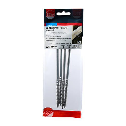 TIMCO Timber Screws Hex Flange Head A4 Stainless Steel - 6.7 x 150 - Image