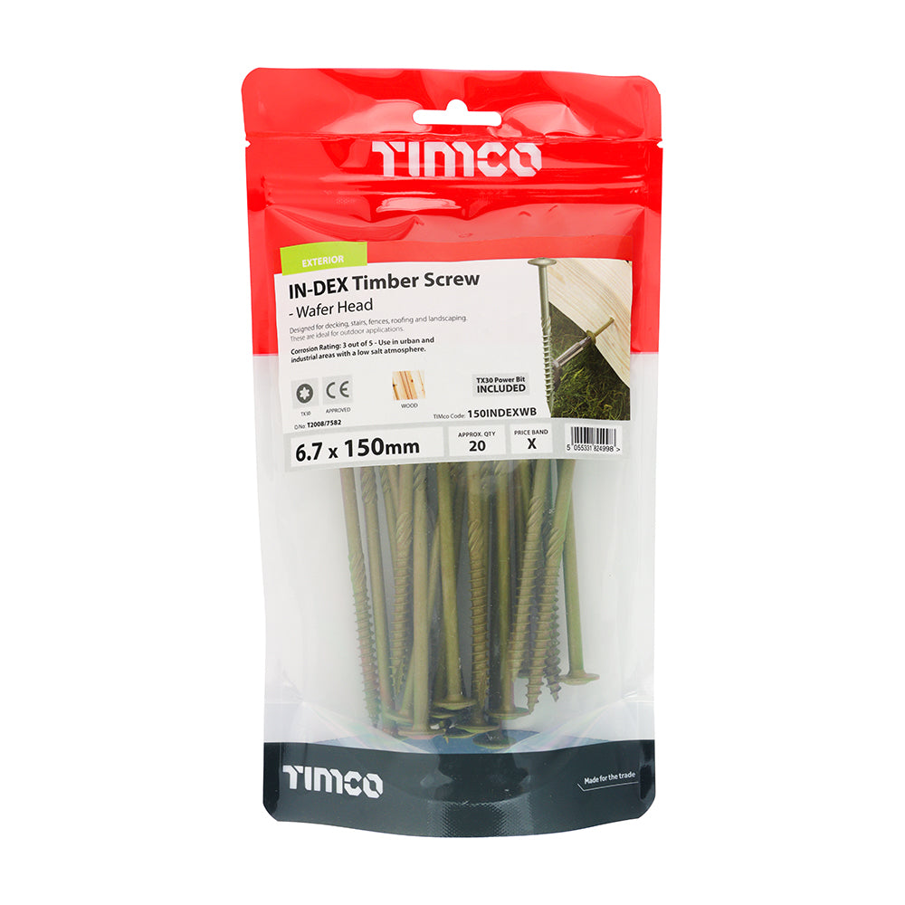 TIMCO Wafer Head Exterior Green Timber Screws - 6.7 x 150 - Image