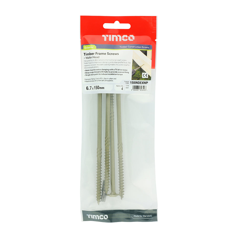 TIMCO Wafer Head Exterior Green Timber Screws - 6.7 x 150 - Image