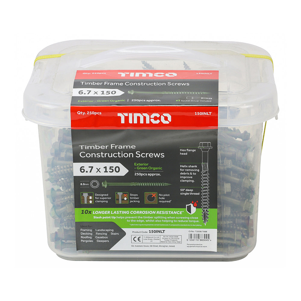 TIMCO Timber Screws Hex Flange Head Exterior Green - 6.7 x 150 - Image