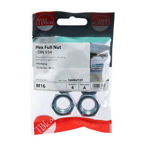 TIMCO Hex Full Nuts DIN934 Silver - M16 - Image