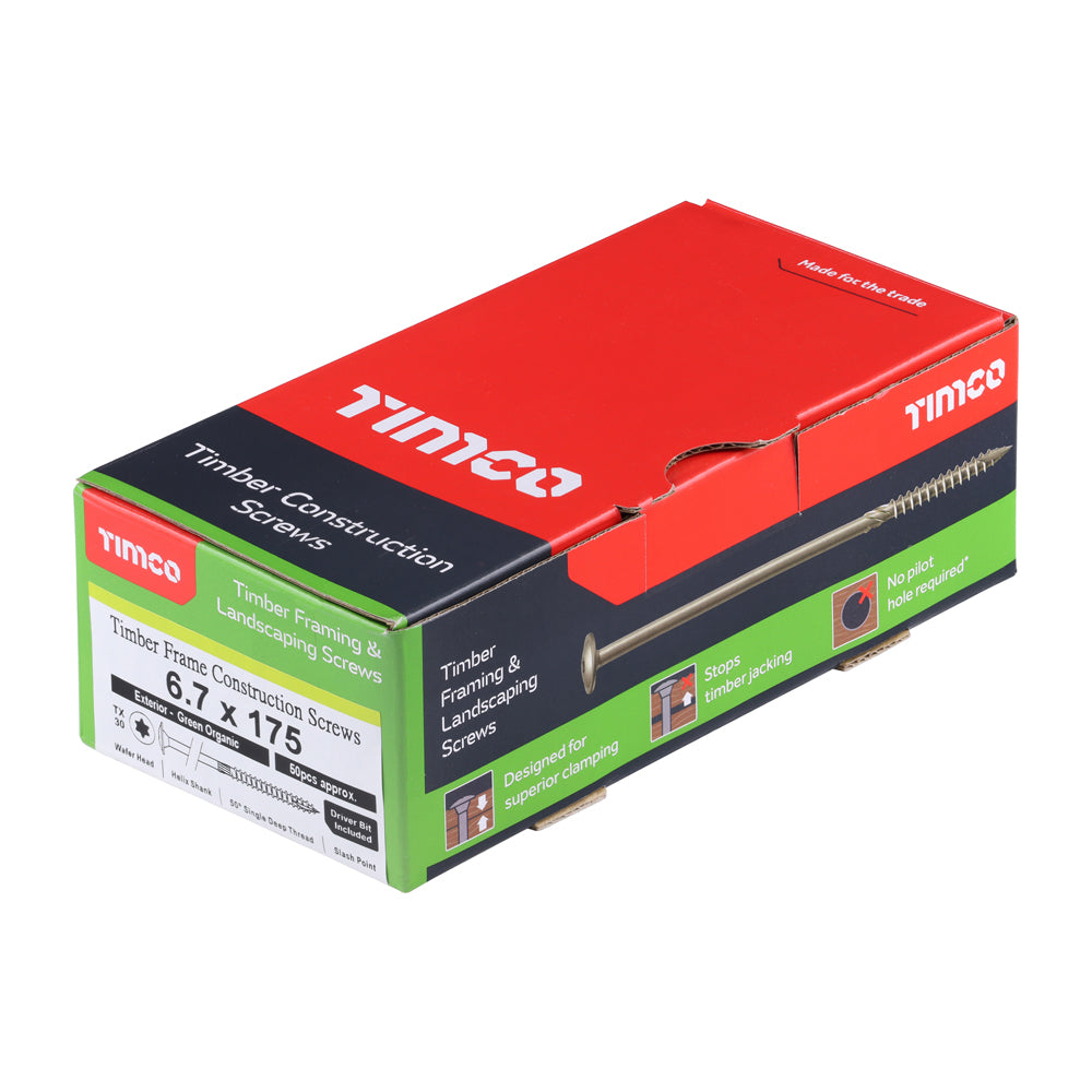 TIMCO Wafer Head Exterior Green Timber Screws - 6.7 x 175 - Image
