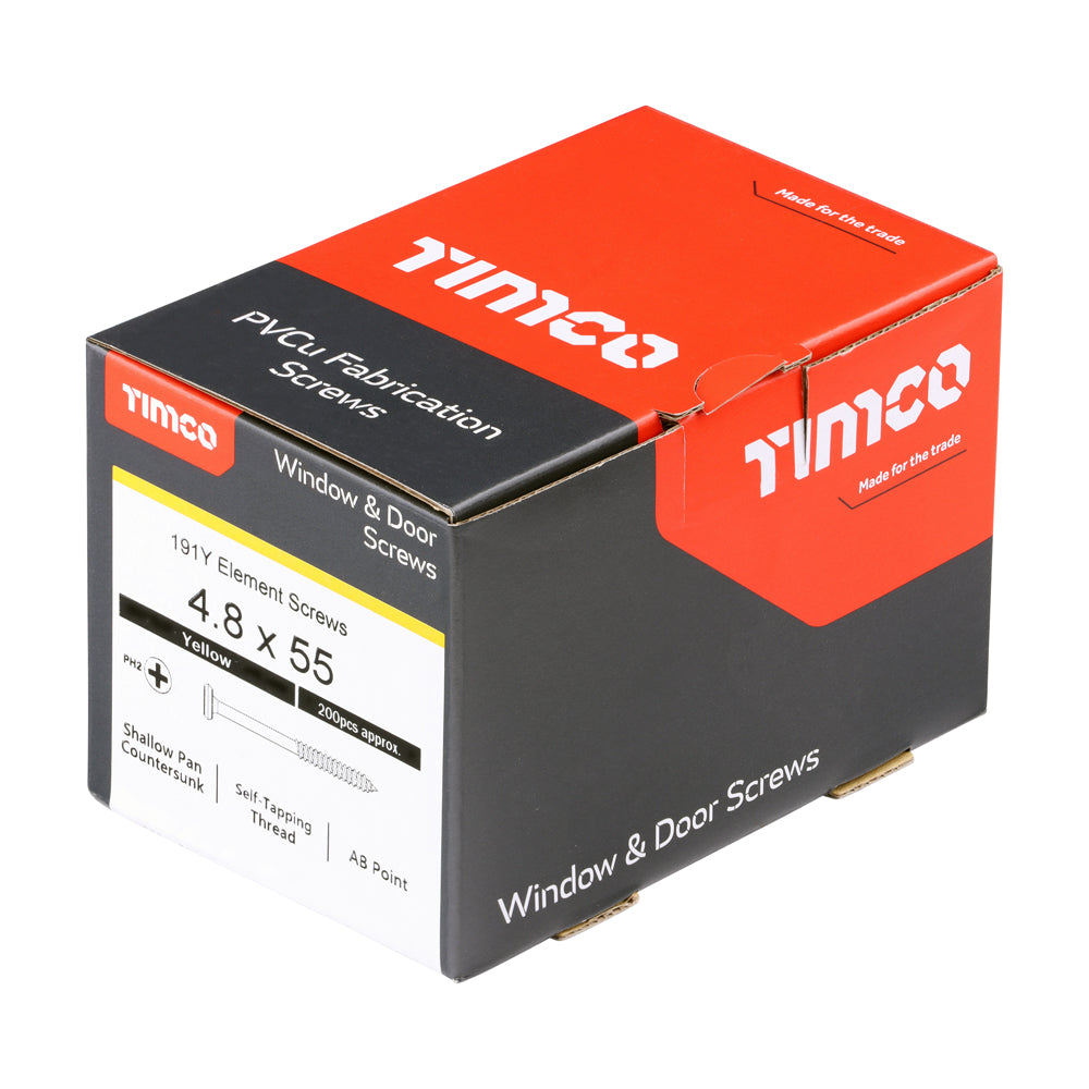 TIMCO Element Screws Shallow Pan Countersunk PH Self-Tapping Thread AB Point Yellow - 4.8 x 55 - Image