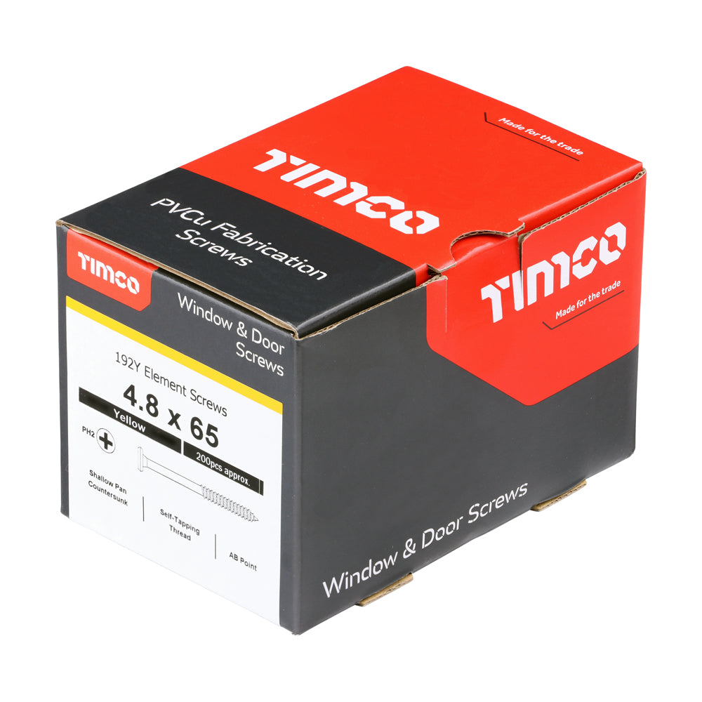 TIMCO Element Screws Shallow Pan Countersunk PH Self-Tapping Thread AB Point Yellow - 4.8 x 65 - Image
