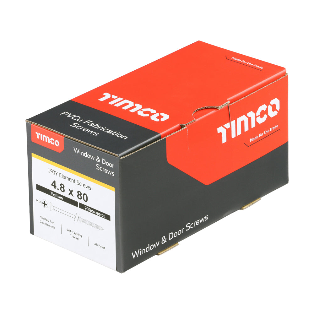 TIMCO Element Screws Shallow Pan Countersunk PH Self-Tapping Thread AB Point Yellow - 4.8 x 80 - Image
