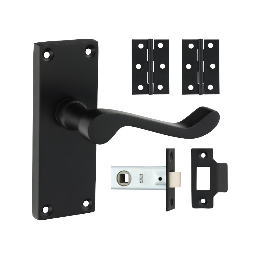 TIMCO Victorian Scroll Latch Door Pack - Matt Black - Mixed - Image
