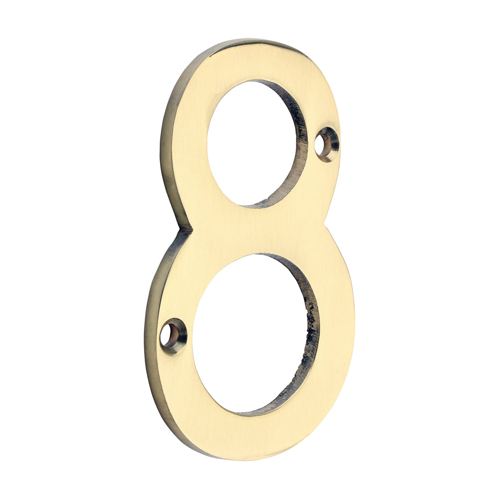 TIMCO Door Numeral 8 - Polished Brass - 75mm - Image