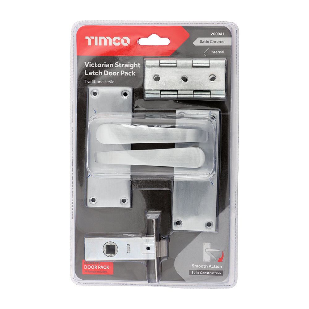 TIMCO Victorian Straight Latch Door Pack- Satin Chrome - Mixed - Image