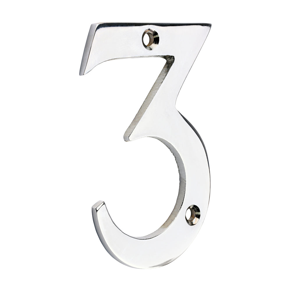 TIMCO Door Numeral 3 - Polished Chrome - 75mm - Image