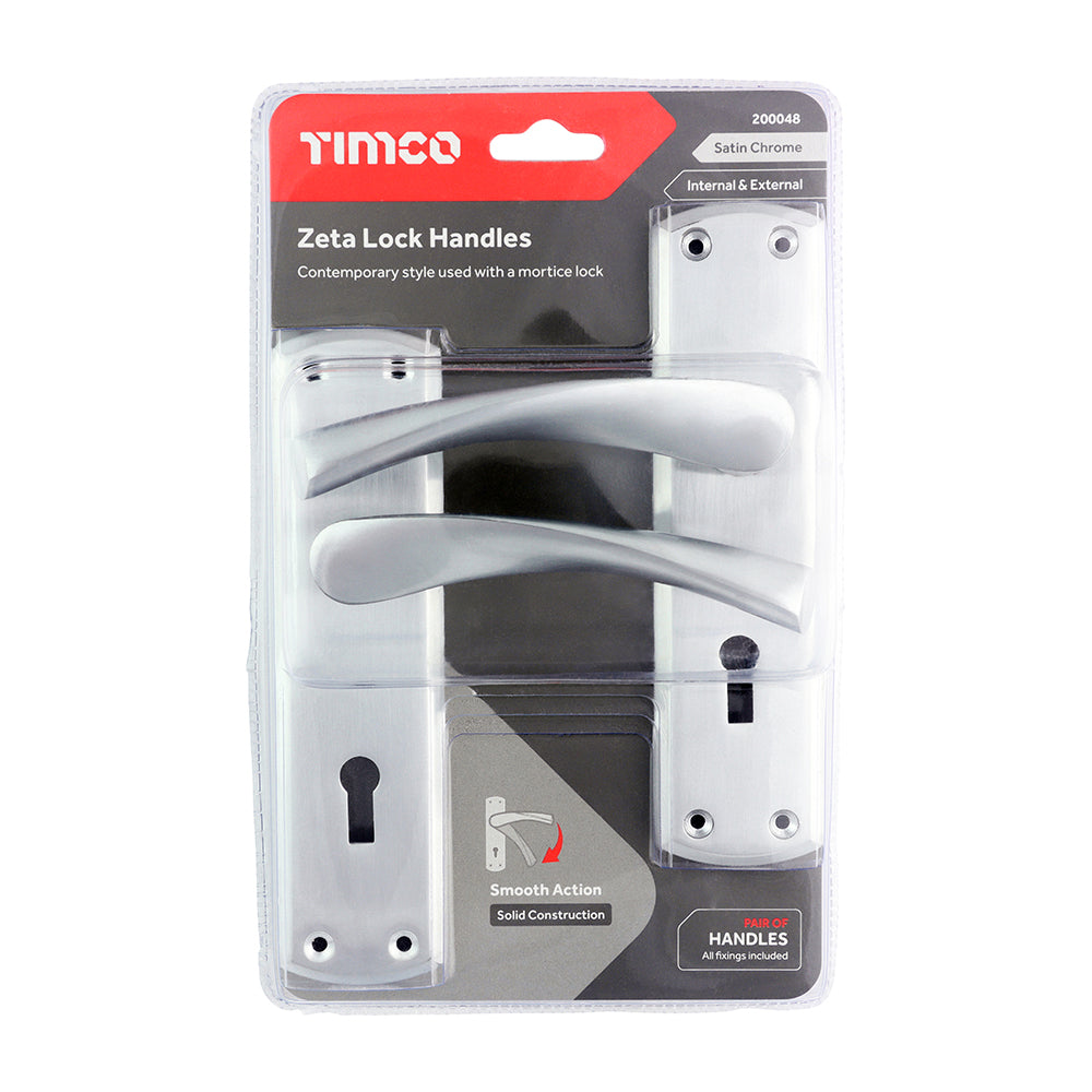 TIMCO Zeta Lock Handles - Satin Chrome - 175 x 45mm - Image