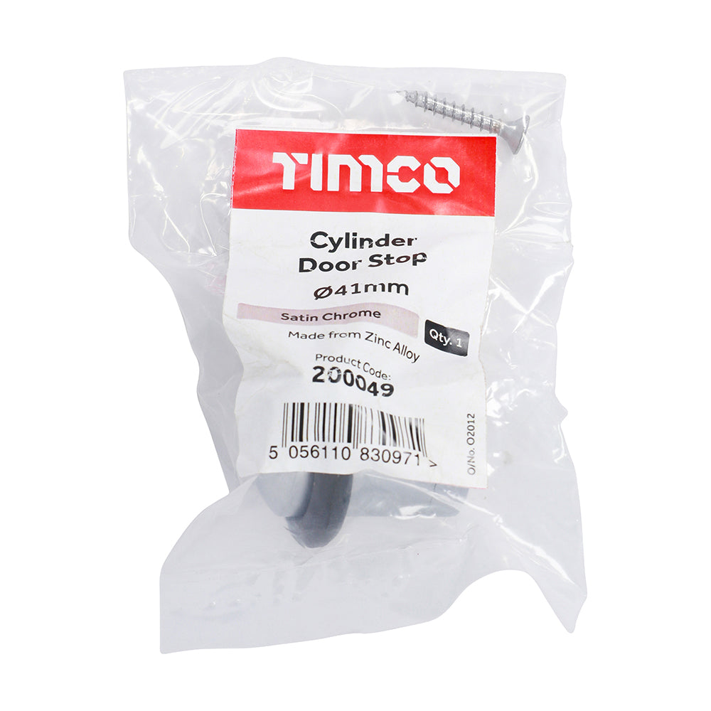 TIMCO Cylinder Door Stop Satin Chrome - 41mm - Image