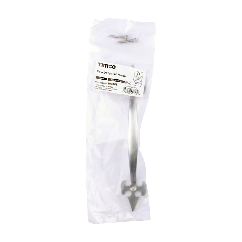 TIMCO Fleur De Lys Pull Handle - Satin Chrome - 178mm - Image