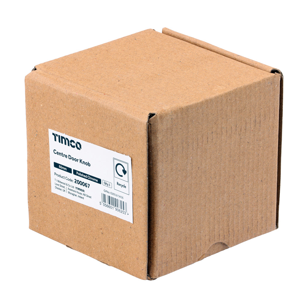 TIMCO Centre Door Knob - Polished Chrome - 66mm - Image