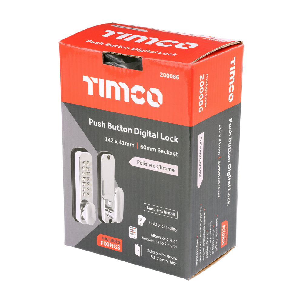 TIMCO Digital Lock - Polished Chrome - 142 x 41mm - Image