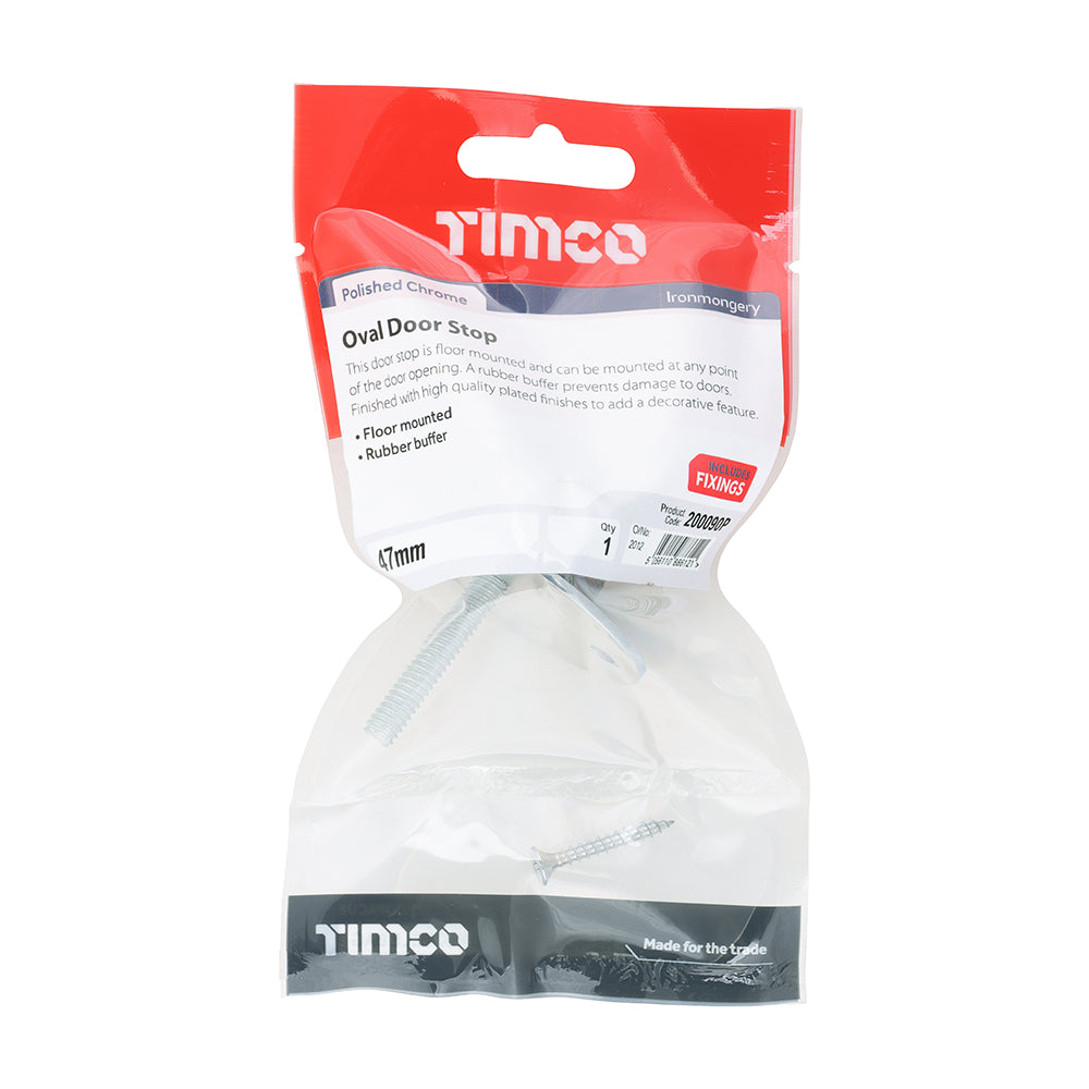 TIMCO Oval Door Stop Polished Chrome - 47mm - Image