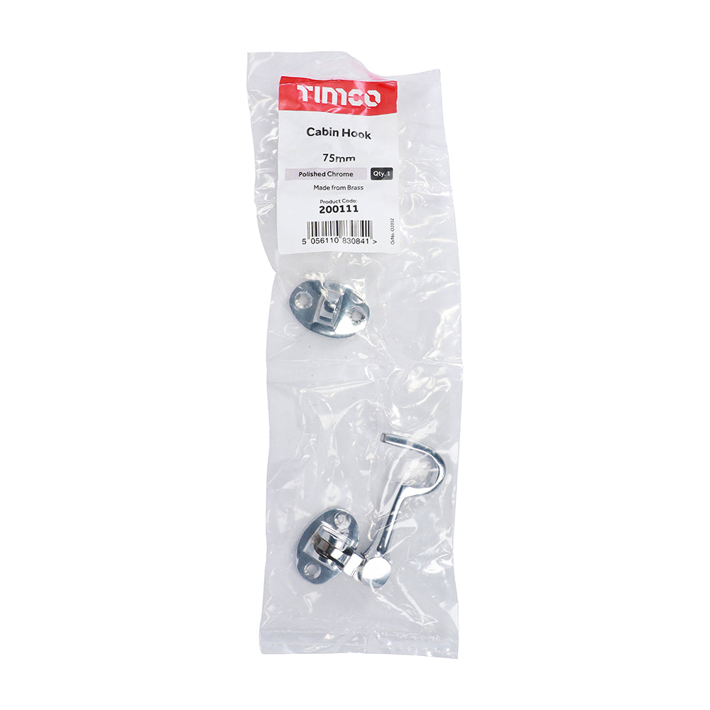 TIMCO Cabin Hook Polished Chrome - 75mm - Image