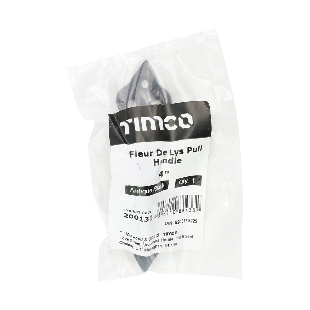 TIMCO Fleur De Lys Pull Handle - Antique Black - 4" - Image