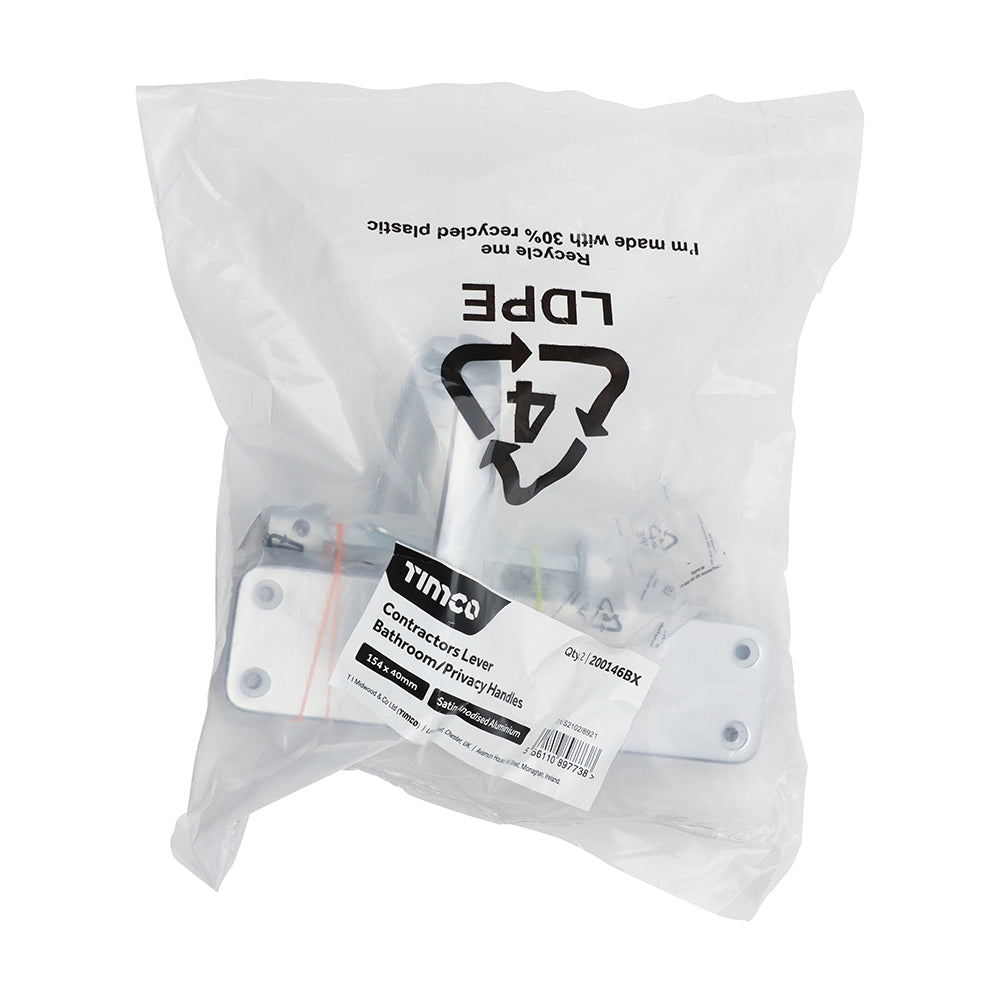 TIMCO Contractors Lever Bathroom|Privacy Handles - Satin Anodised Aluminium - 154 x 40 - Image
