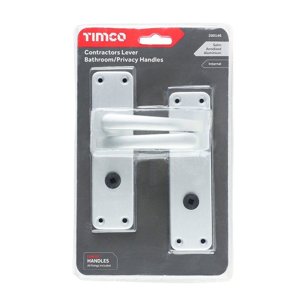 TIMCO Contractors Lever Bathroom|Privacy Handles - Satin Anodised Aluminium - 154 x 40 - Image