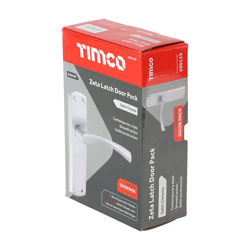 TIMCO Zeta Lever Internal Door Latch Pack - Satin Chrome - Mixed - Image
