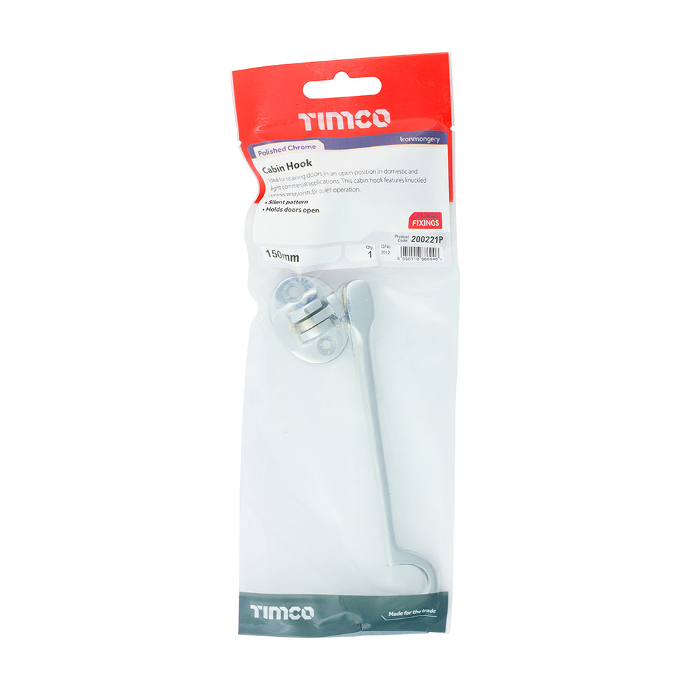 TIMCO Cabin Hook Polished Chrome - 150mm - Image