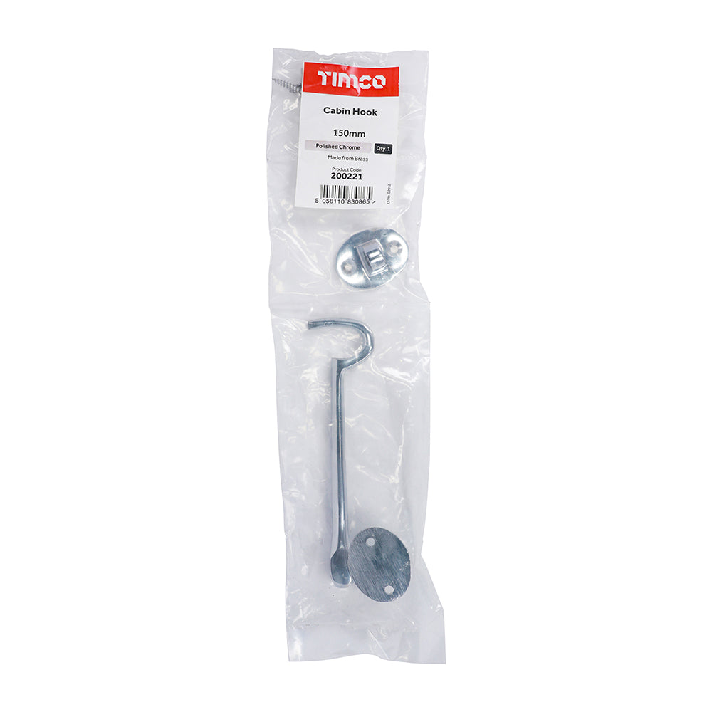 TIMCO Cabin Hook Polished Chrome - 150mm - Image